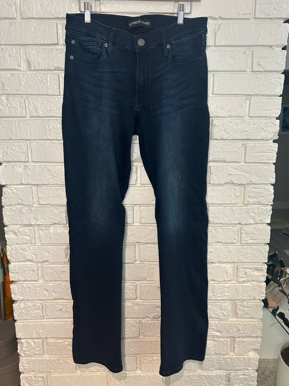 Express Slim Barely Boot Dark Blue Jeans
